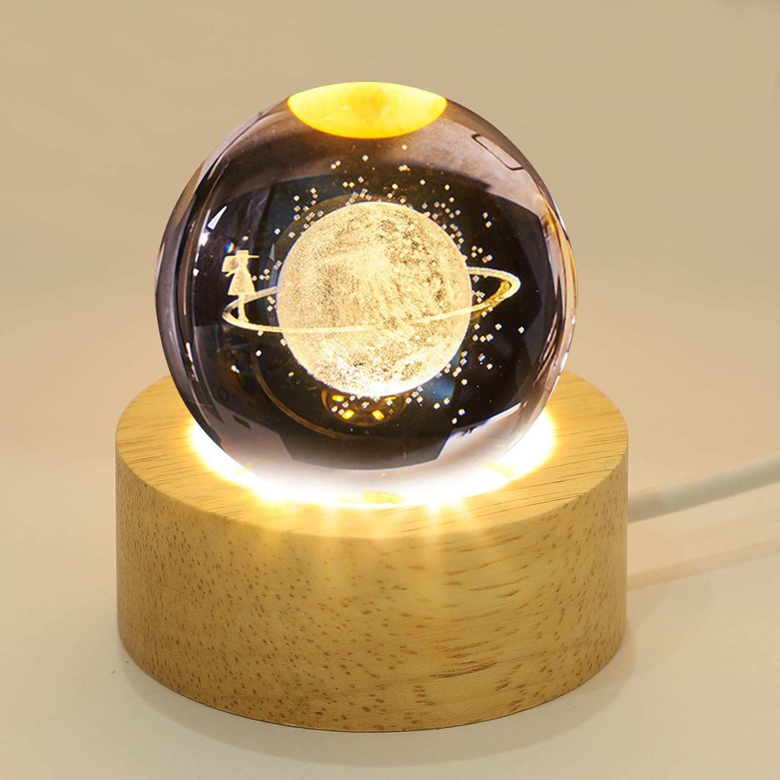5 Pcs Wooden LED Display Base Wooden Lighted Base LED Light Stand Bases for C…