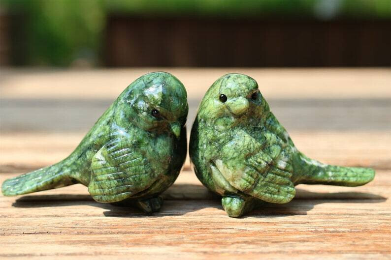 1pc Natural Green Jade Quartz Carved Bird Skull Crystal Reiki Decor Gift 2.4”