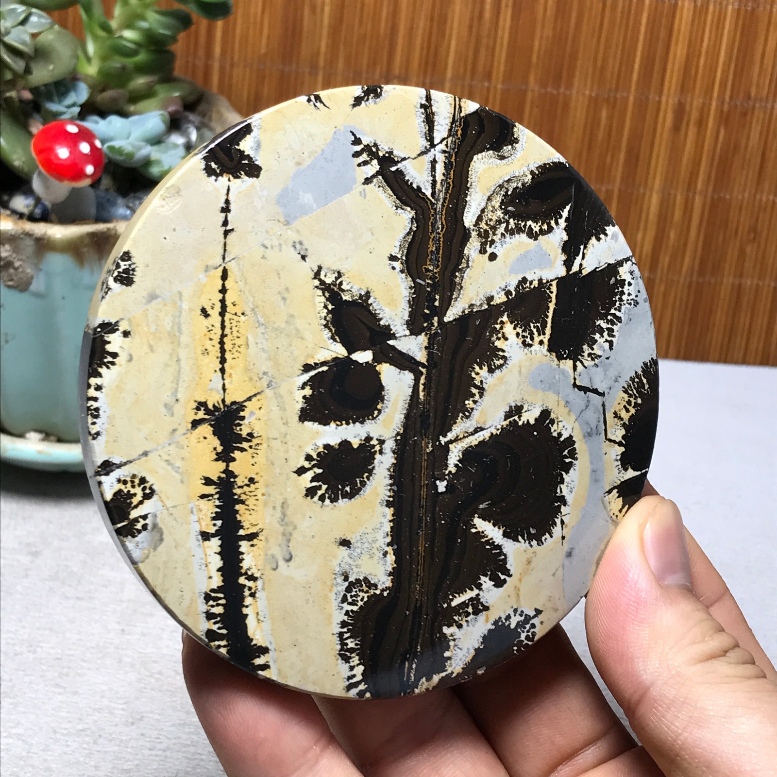 93mm Natural Chinese painting stone crystal ornaments for home decoration A6445