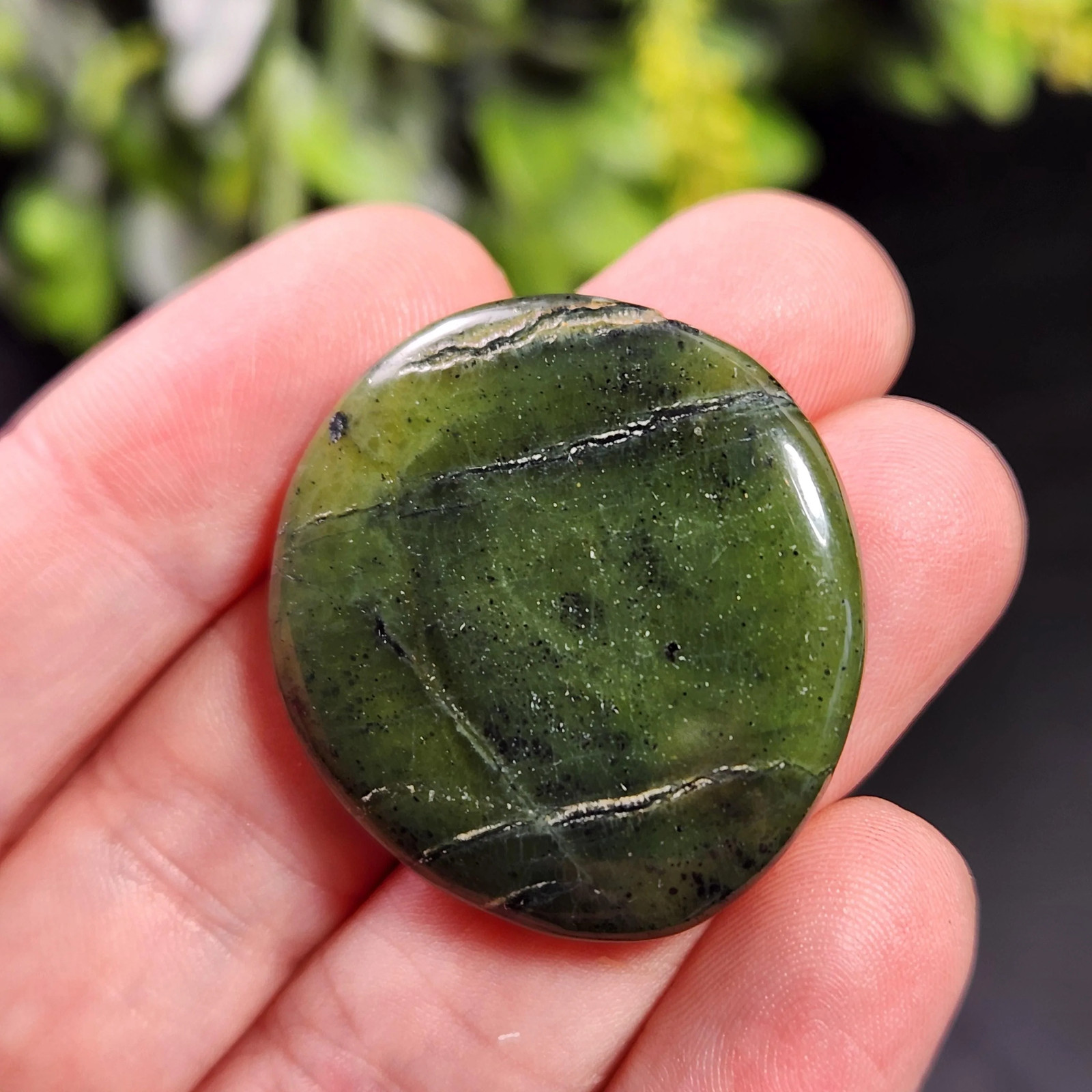 Canadian Green Jade Polished Palm Stone (1″+), Tumbled Jade Crystal Specimen