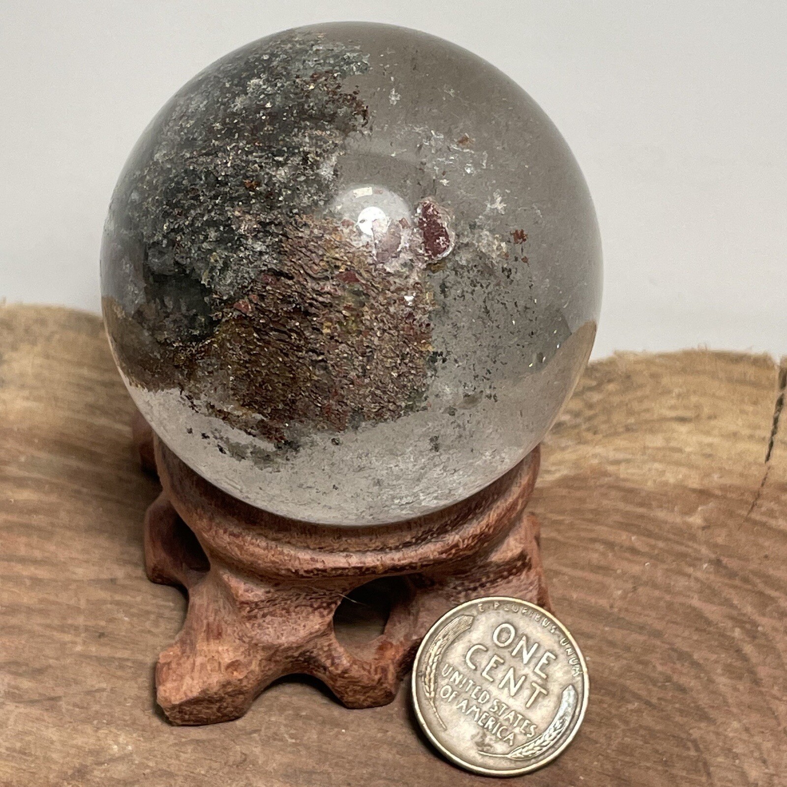 **No Stand** Beautiful Little Garden Quartz Sphere 187 Grams