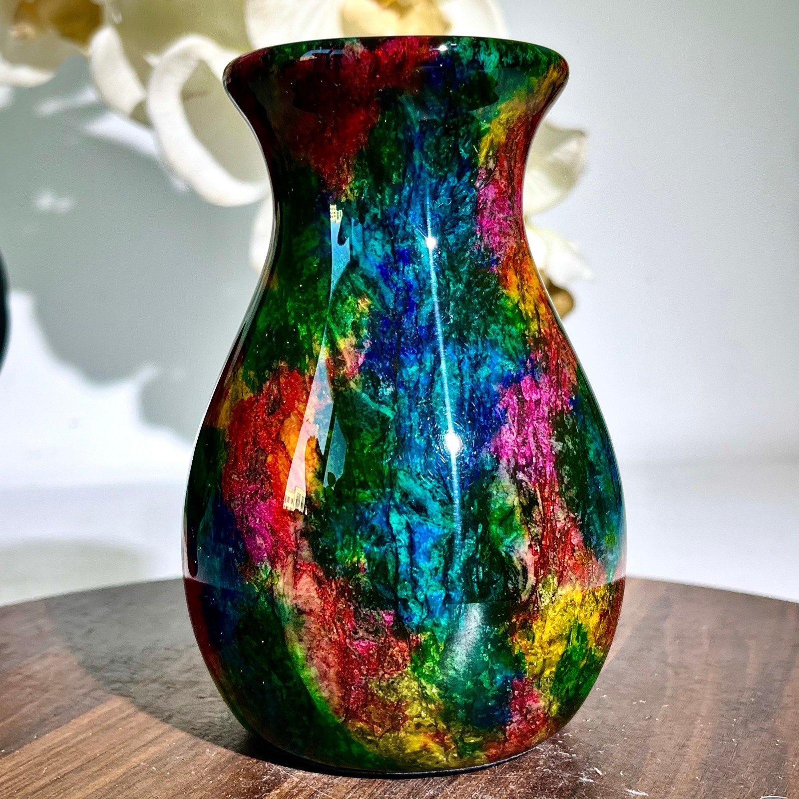 485G Natural “Seven Colors Jade” vase specimen -Taiwan China