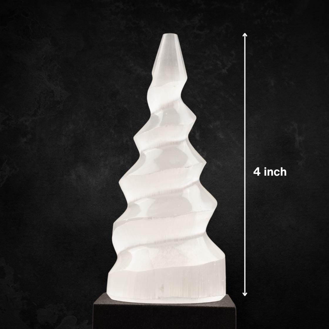 Selenite Tower Spiral 4″, Healing Crystal for Cleansing, Meditation & Protection