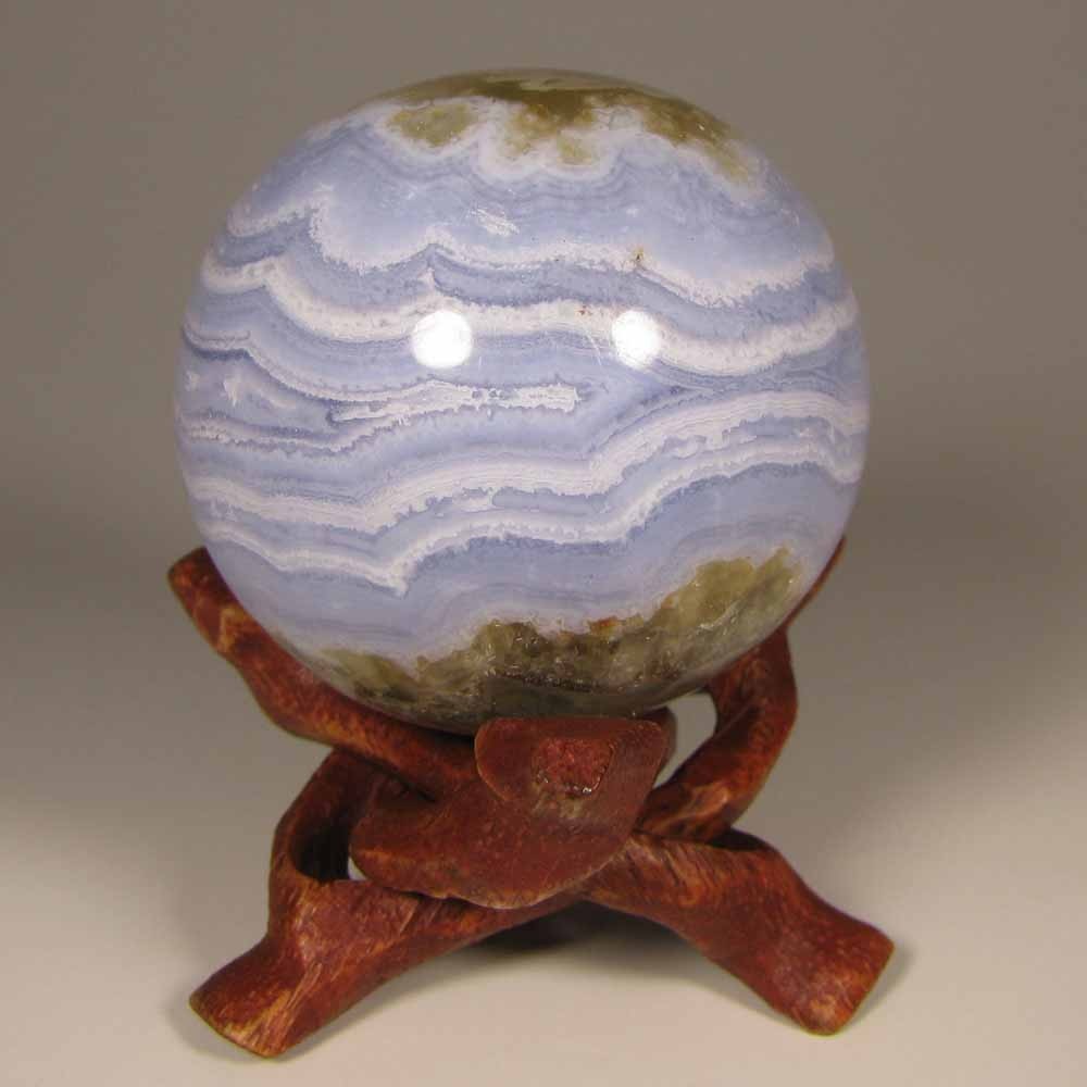 45mm BLUE LACE AGATE Polished Gemstone Sphere Ball w/ Stand – Namibia