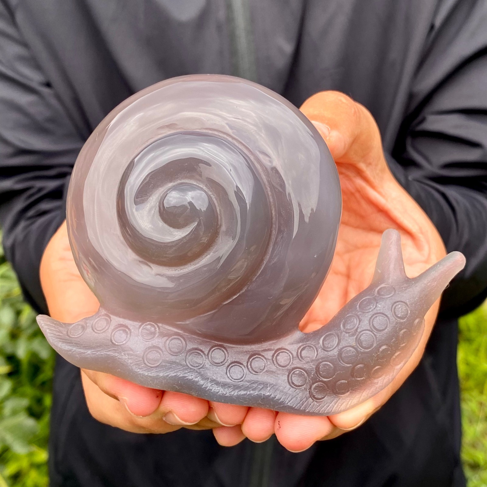 360G Natural Ocean Agate Snail Hand Carving Gemstone Ornament Home Decoration