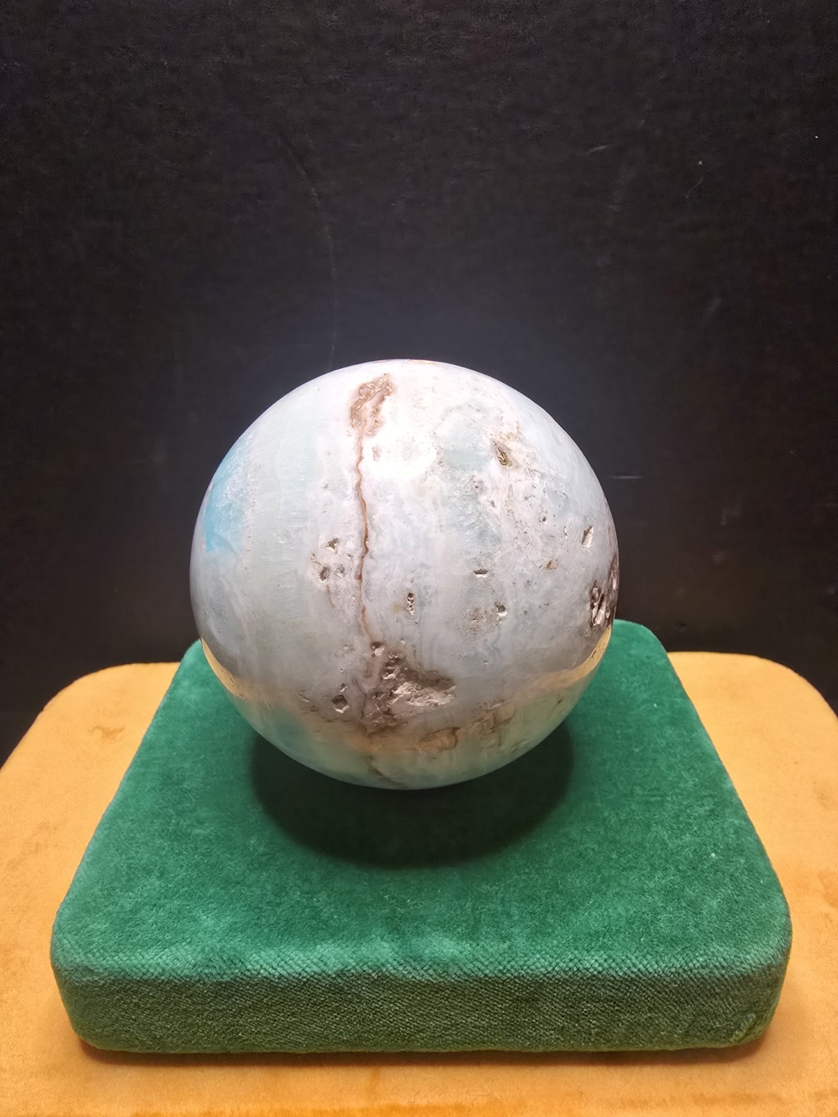 Massive 994g Caribbean Calcite & Blue Aragonite Polished Crystal Sphere Specimen