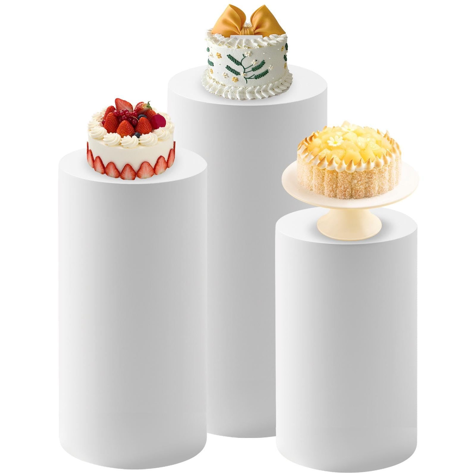 3Pcs Cylinder Pedestal Stand Covers,Round Spandex Cylinder Stand Covers for P…