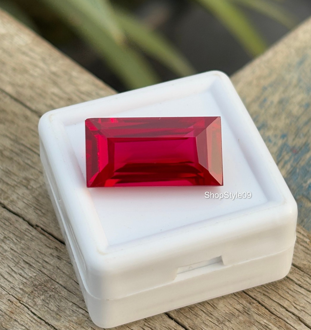 16.00 Ct Natural Red Ruby Princess Cut 18.3×9.3×7.2mm Certified Loose Gemstone
