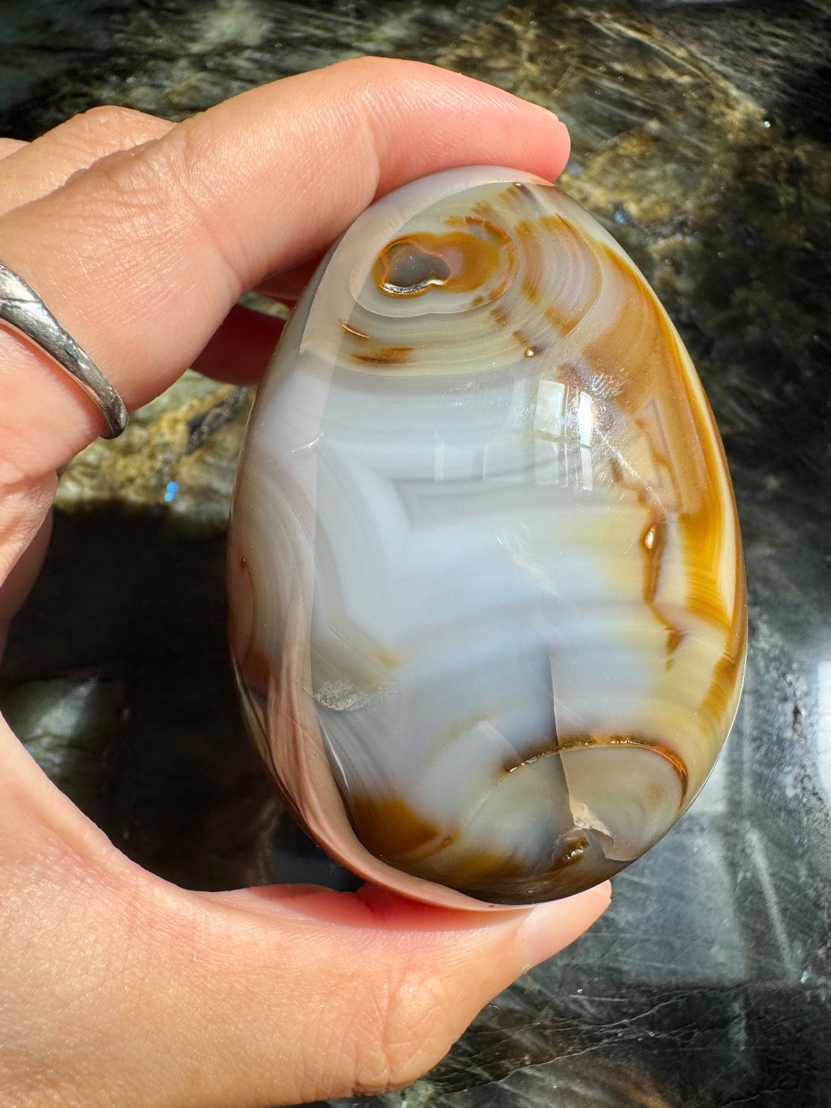 Rare Brown and Blue Druzy Agate Egg from Brazil | Natural Sugar Druzy Agate Egg