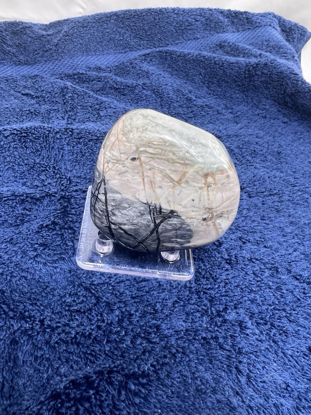 Spiderweb Picture Jasper Large Palm Display Stone Polished 450 Grams (~1 Lb)