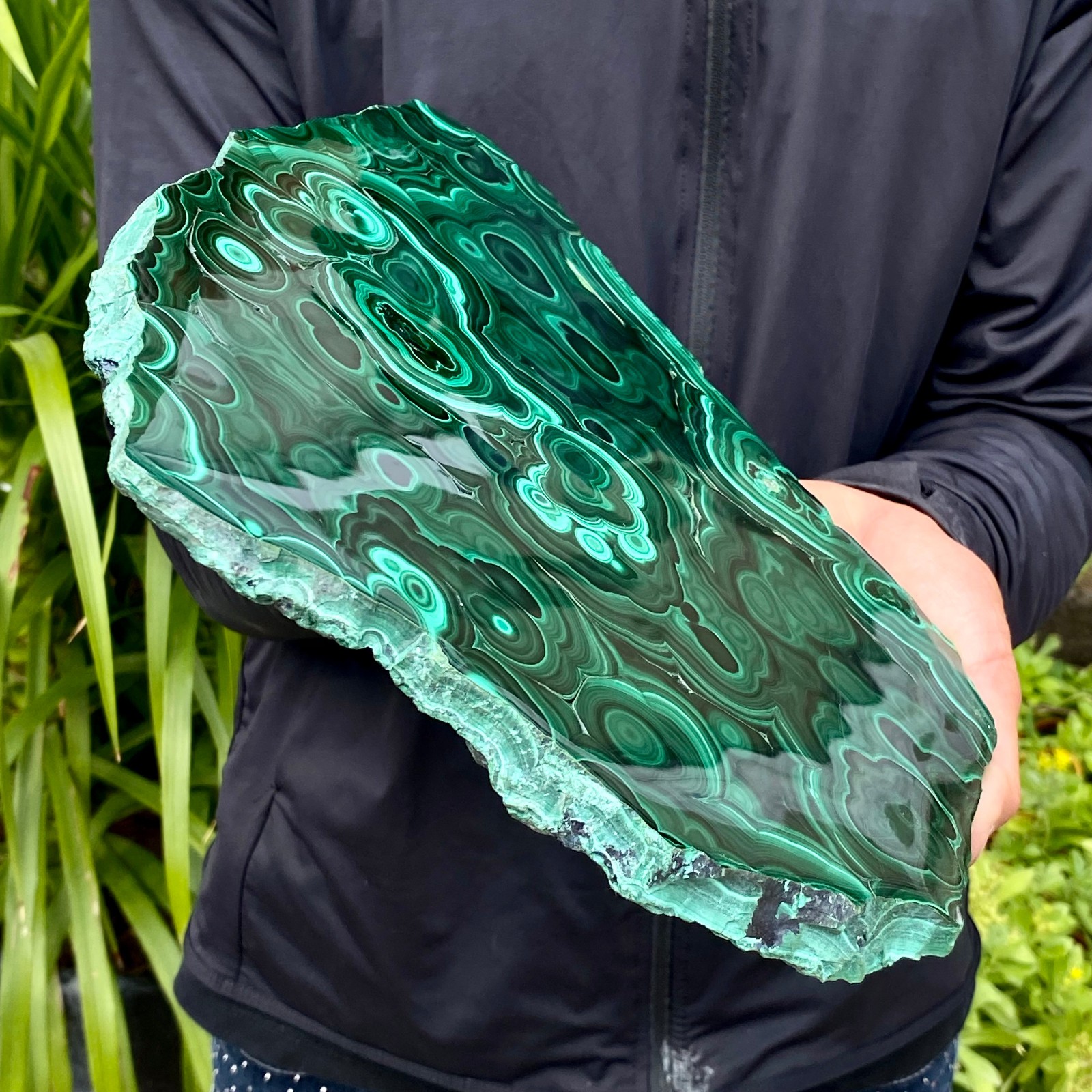 5.59LB Natural Green Malachite Slab Quartz Crystal Slice Ore Specimen Healing