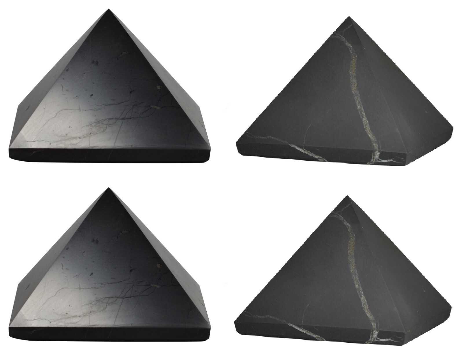 Shungite World Shungite Pyramid Set 4 pcs Many sizes ( Polished + Unpolished )