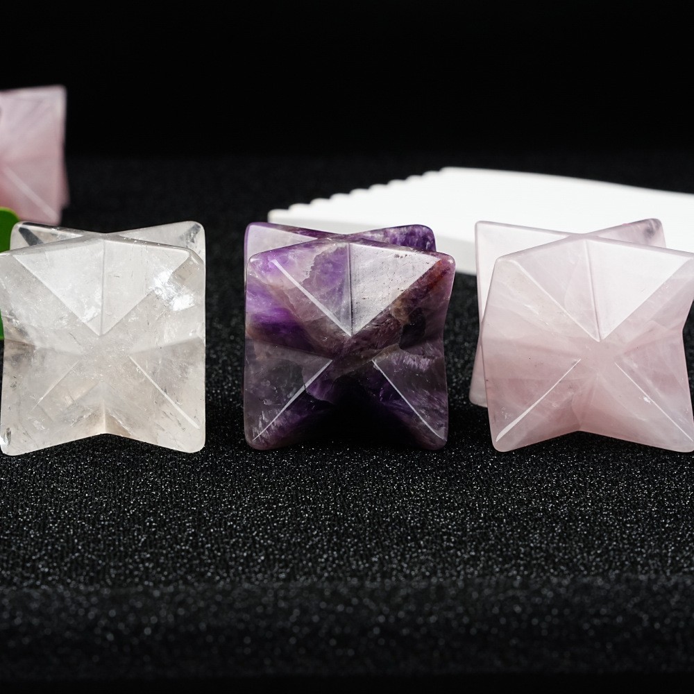 Natural Crystal Merkaba Star Sacred Geometry Flower Of Life Home Decor Ornament