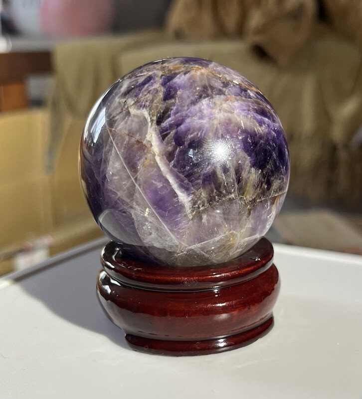 Natural Dream Amethyst spheres approx. 2.25 Inches 258g With Purple banding