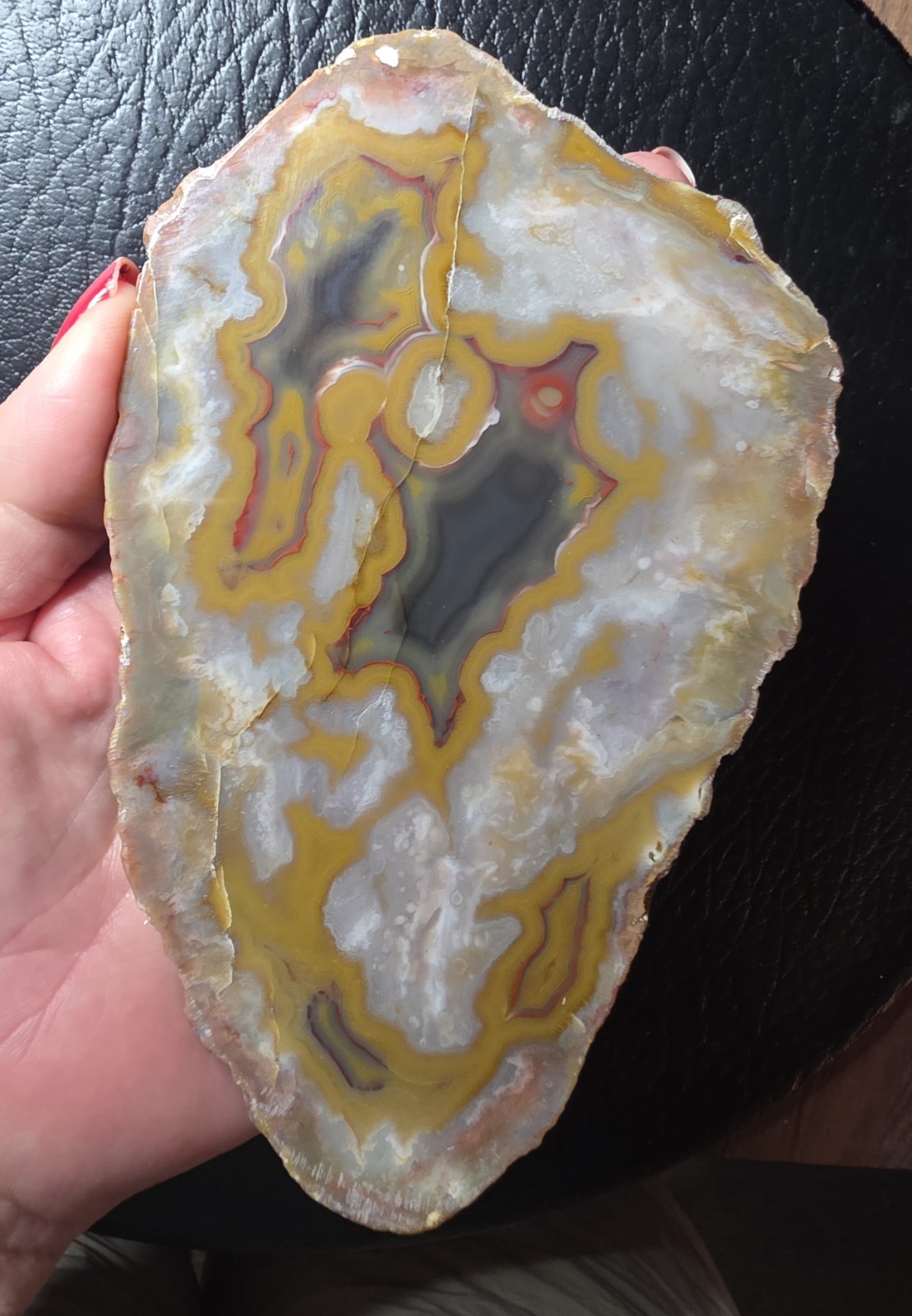 Beautiful Kentucky Agate Slab-Black, red, yellow with polished face #S-70