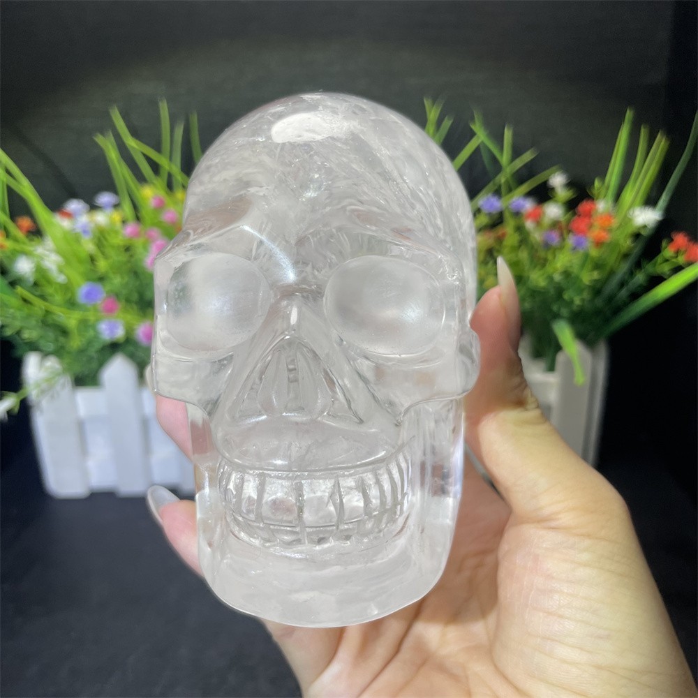 2.5LB 4.5″ A++ Natural Clear Quartz Skull Carving Crystal Healing Carved Decor
