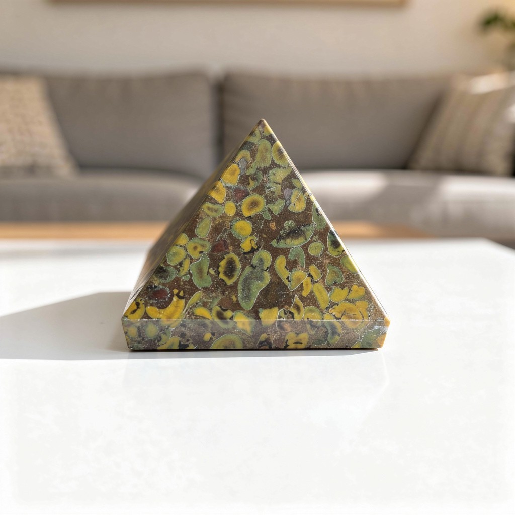Fruit Jasper Pyramid for Healing Energy | Certified Meditation Crystal Decor