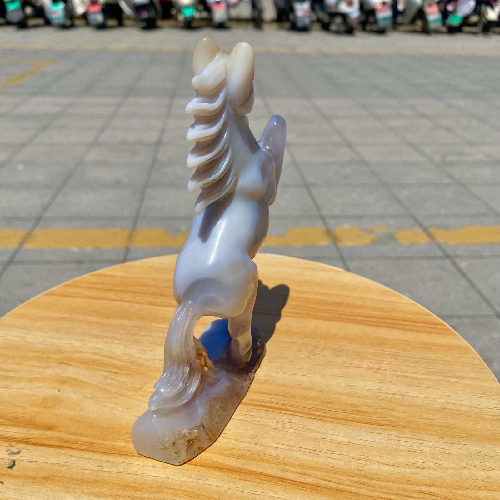 300G Natural Agate Carved Horse Figurine, Exquisite Hand Carved Gemstone Statue