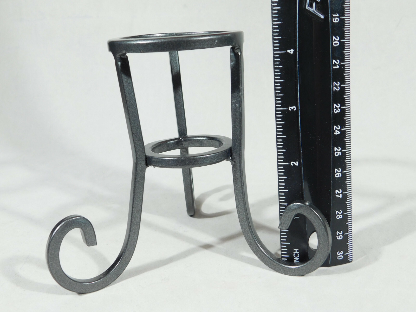 Sphere Display Stand Scroll Design Dark Silver Medium Size