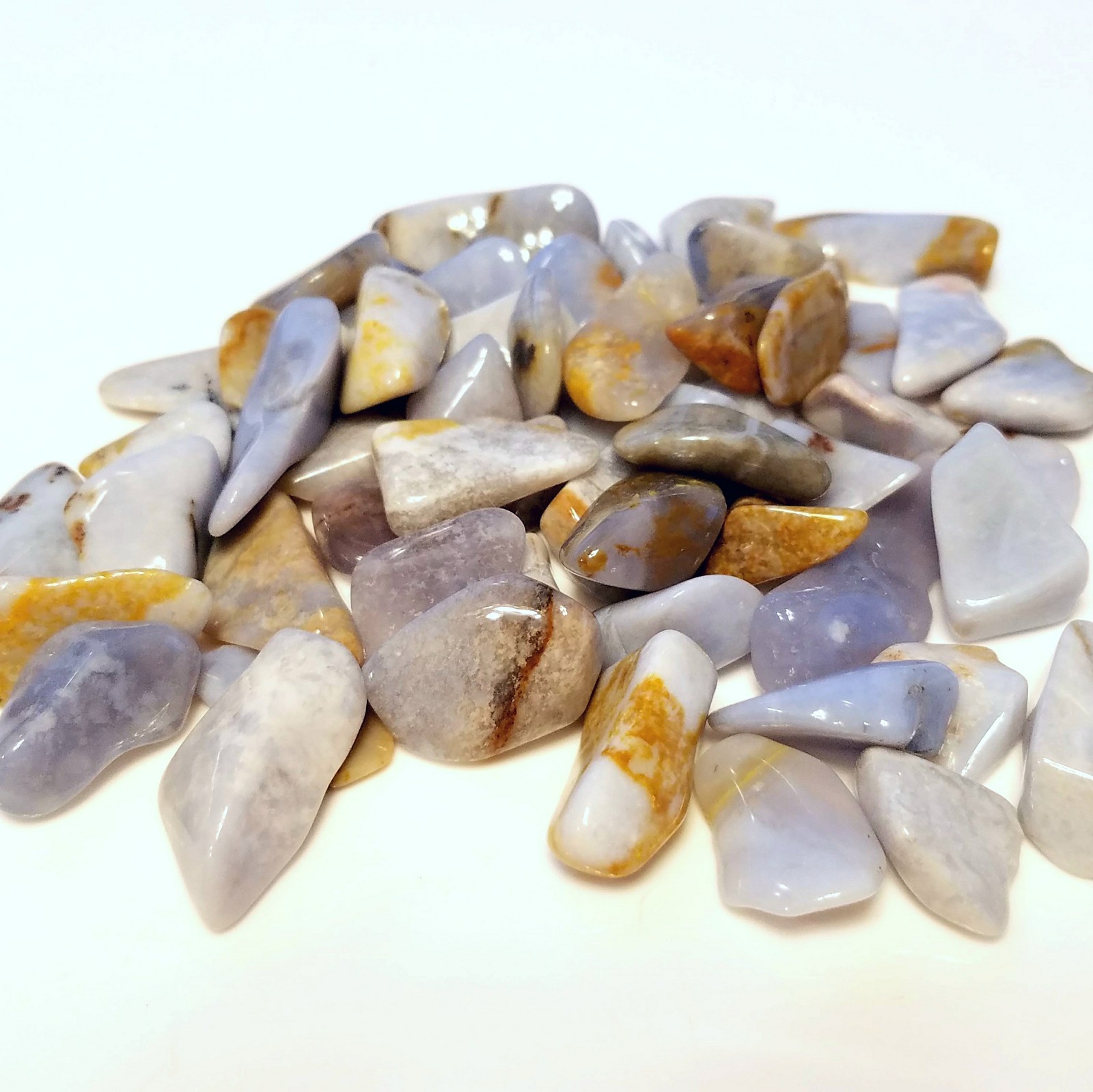 25g Tumbled Blue Chalcedony Gemstone Crystals 10-20 Stones Rocks Gems Healing
