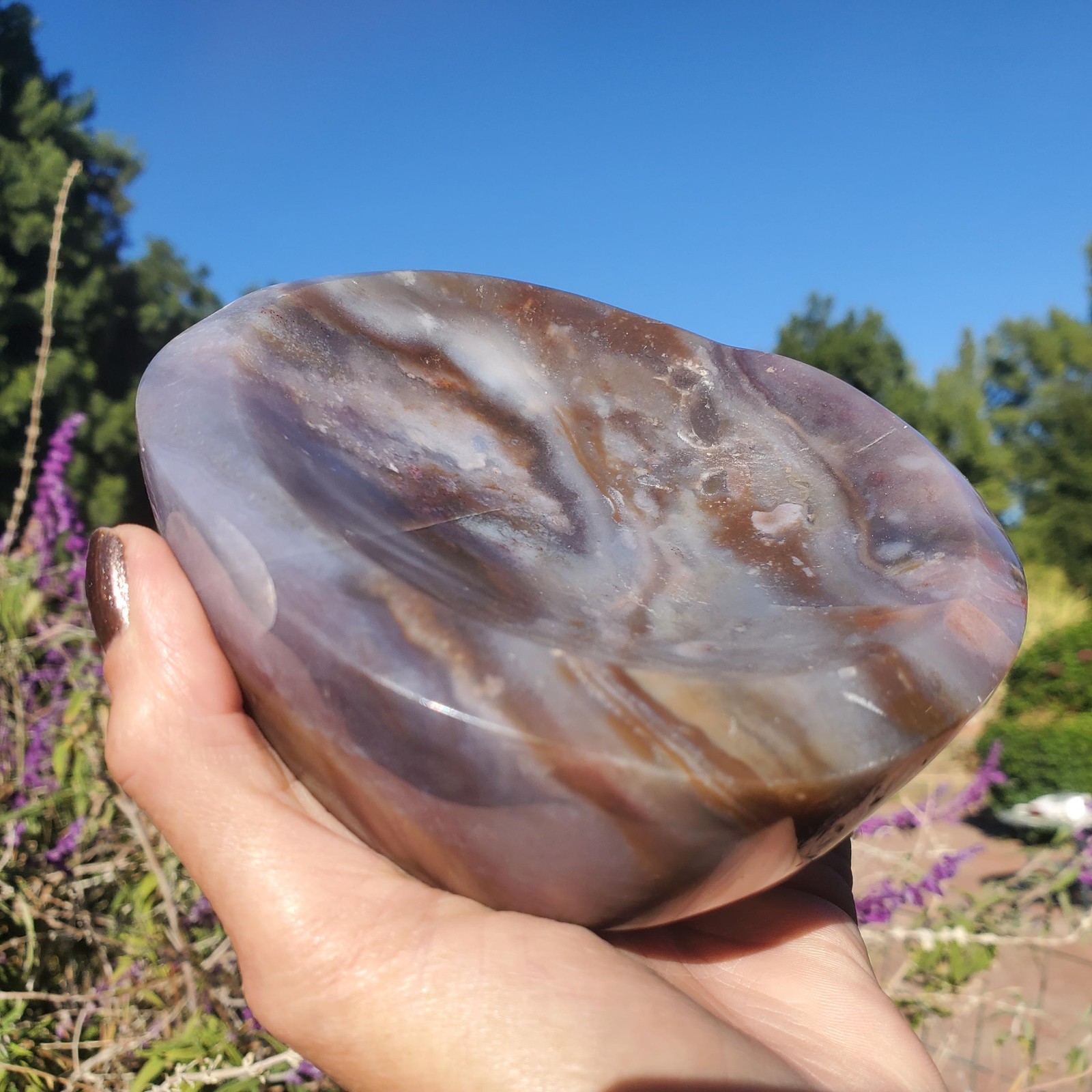 Ocean Jasper Lilac Purple Chalcedony Multi-Purpose Bowl 1001 grams