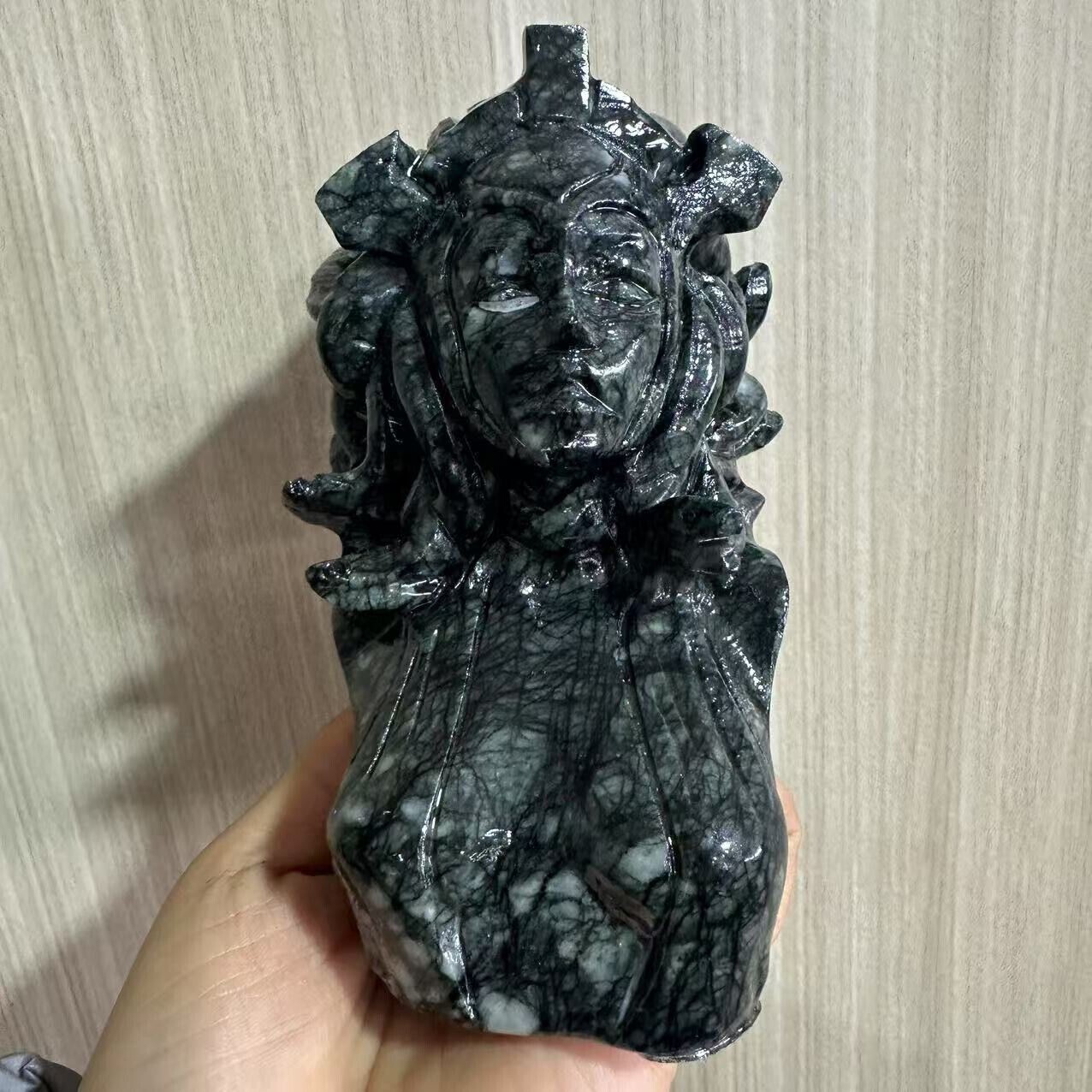 1.98LB natural hsiuyen jade engraving skull crystal healing energy gift