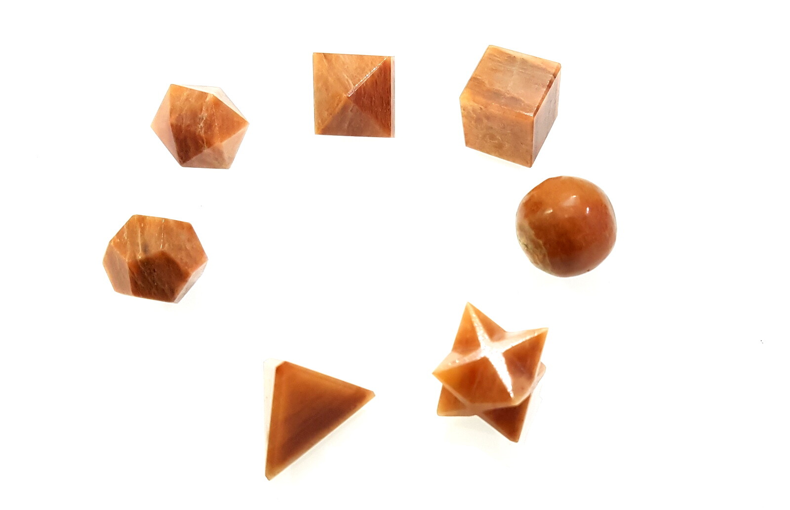 Red Aventurine Healing Sacred Geometry Set of 7 Different Shapes Platonic Solids