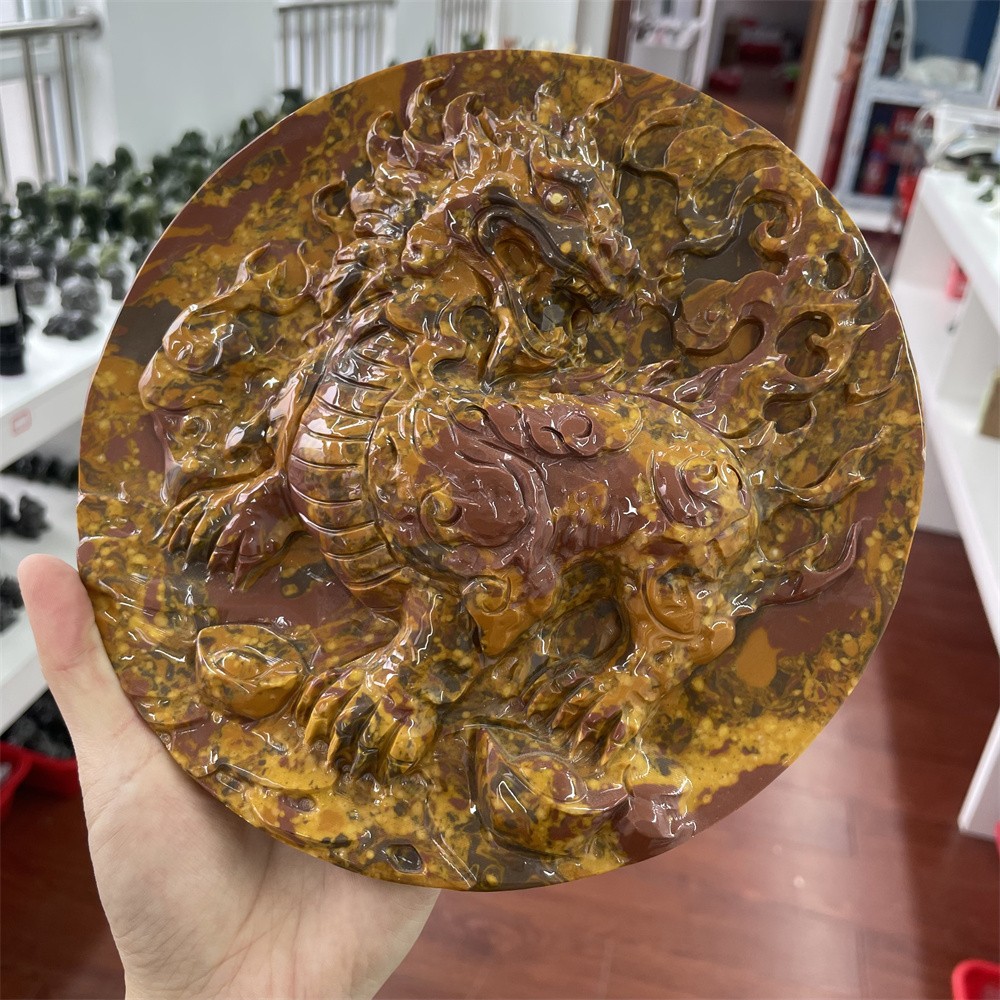 1.9LB 7.4″Natural Seven Colorful Jade Kylin Crystal Heal Carving Quartz Decor