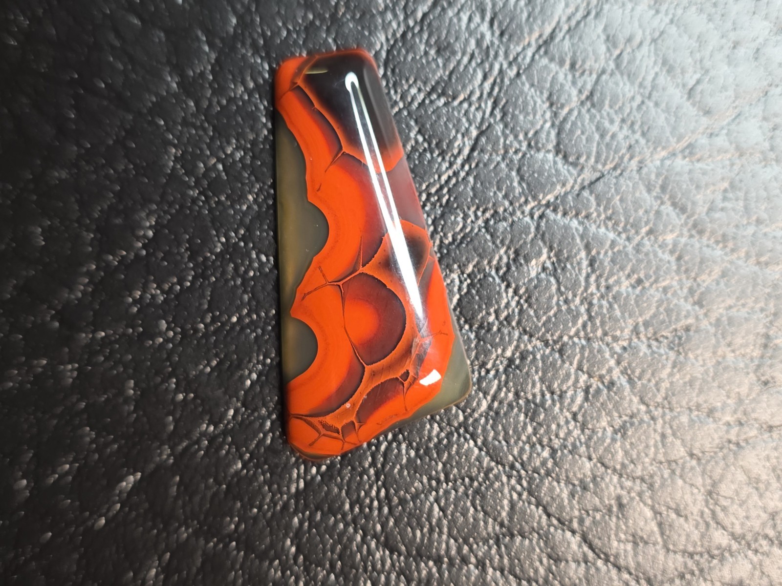Beautifully banded Red Black Clear Kentucky Agate Cabochon Ready to set #C-14