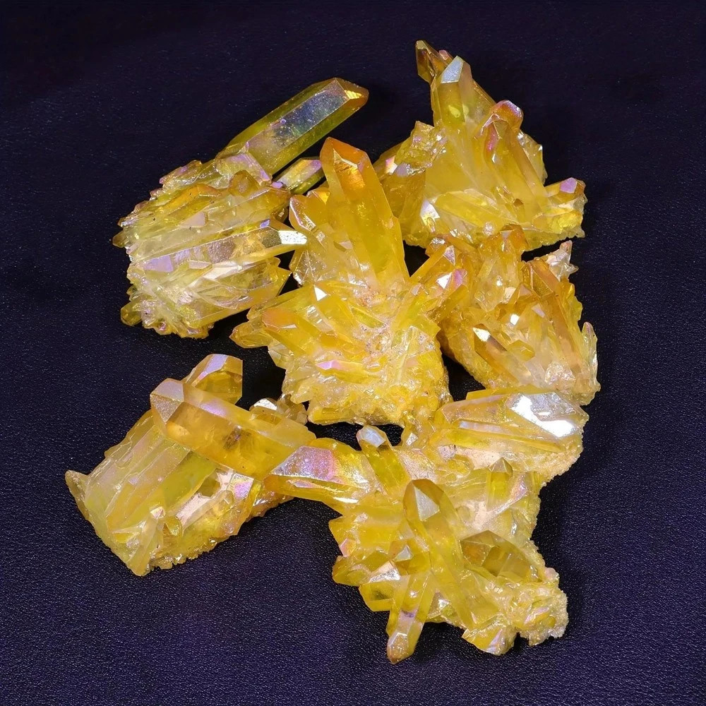 Natural Citrine Cluster Aura Crystal Cluster Mineral Specimen Healing Decoration