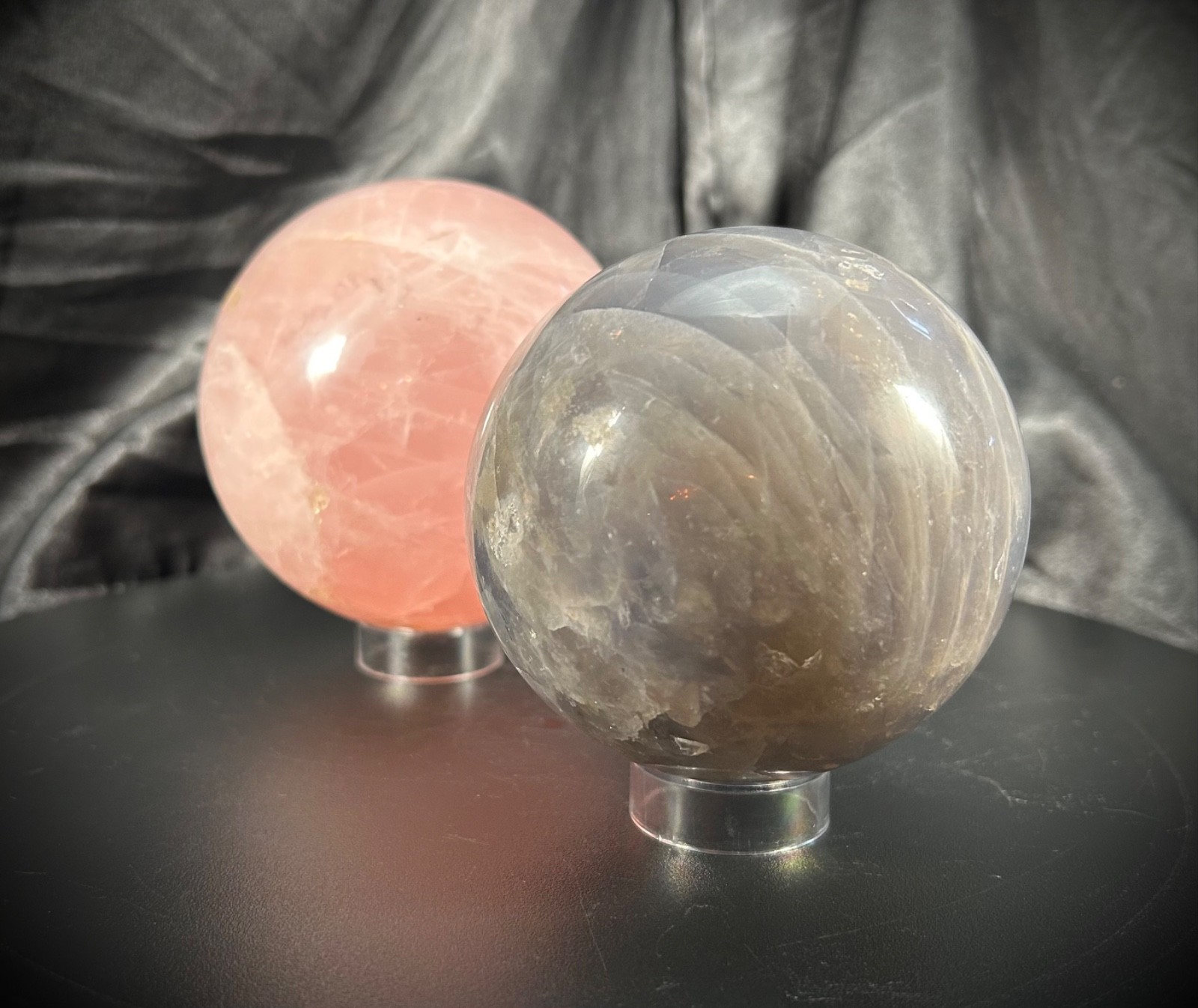 Perfectly Imperfect SALE! Blue Rose and Rose Quartz Spheres (See Details)