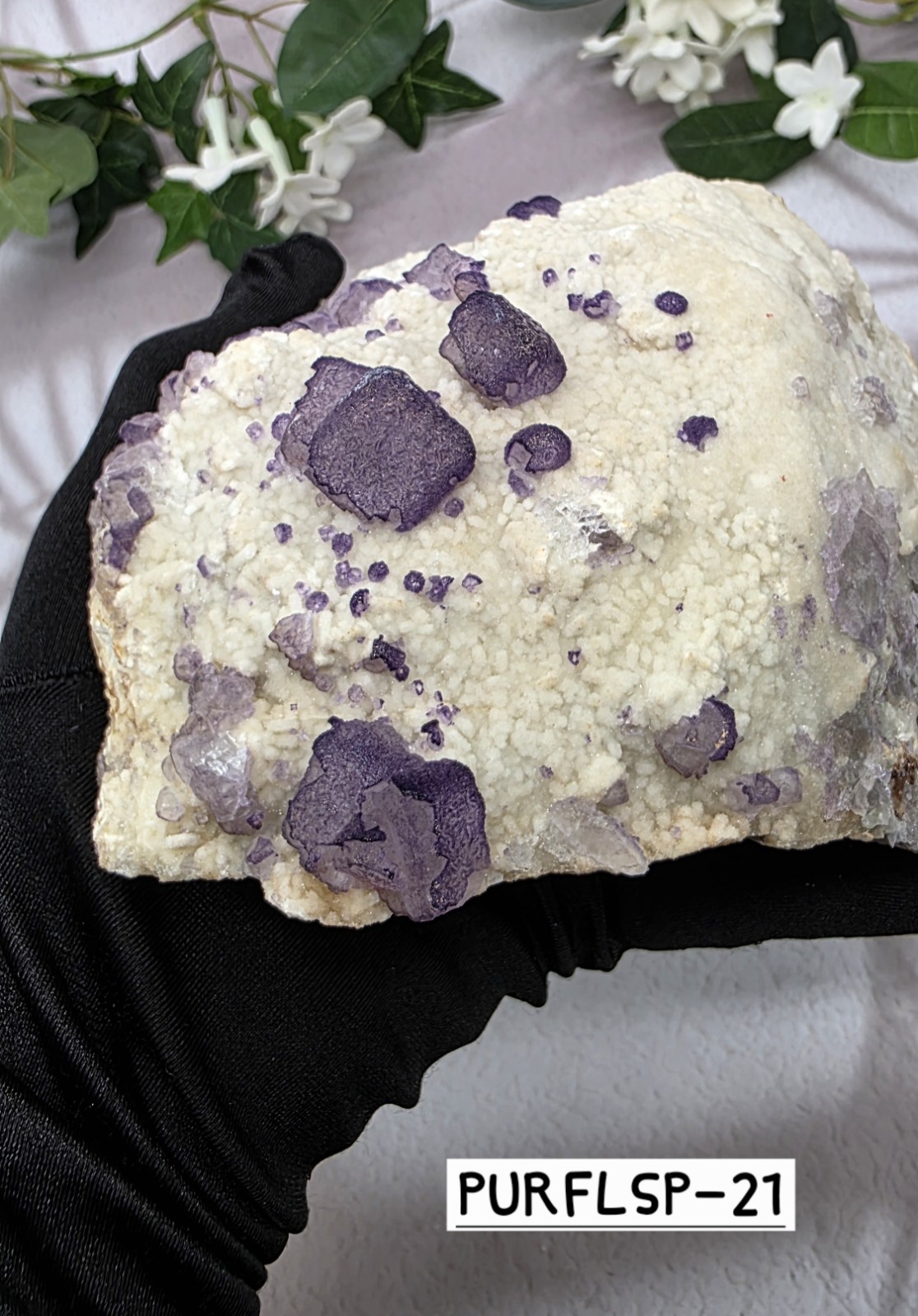Large Fluorite on Barite Cabinet Specimen – Purple Cubic Crystals – 3 lb Natural