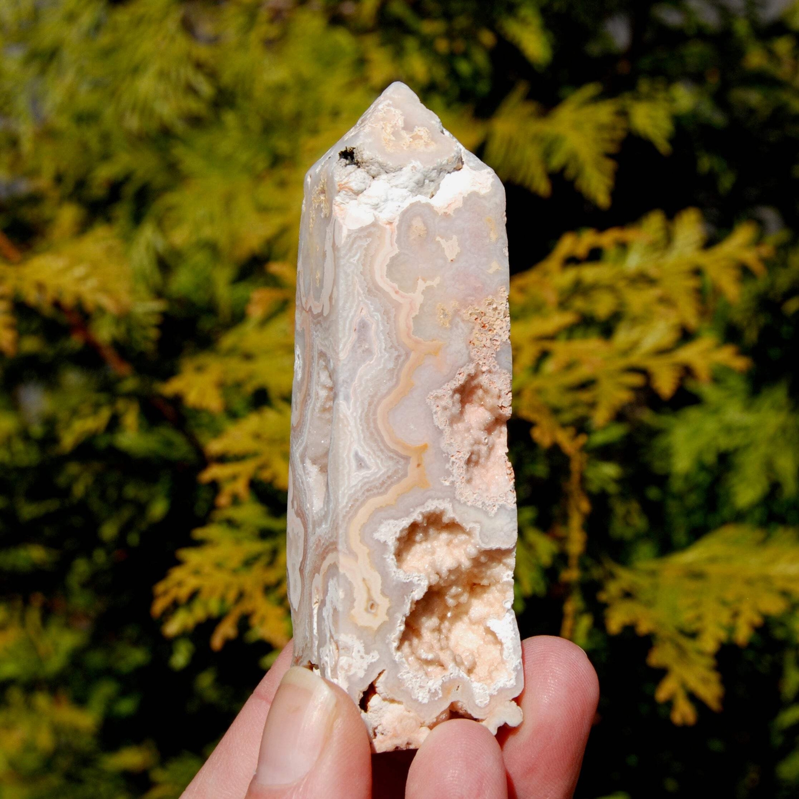 3.75in 119g PINK Crazy Lace Agate Druzy Crystal Tower, Indonesia