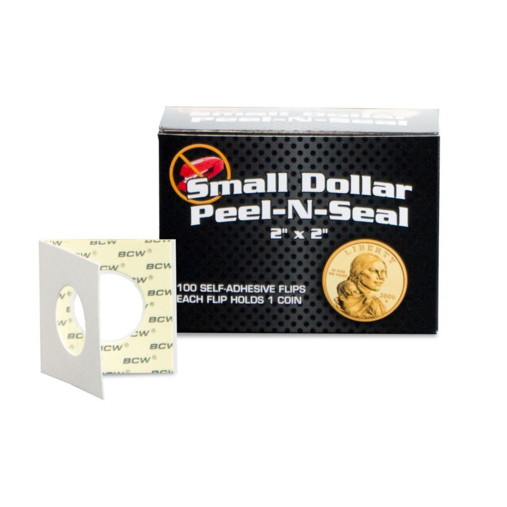 100 BCW Self Adhesive Coin Holder 2×2 Presidential Small Dollar Peel-N-Seel Flip