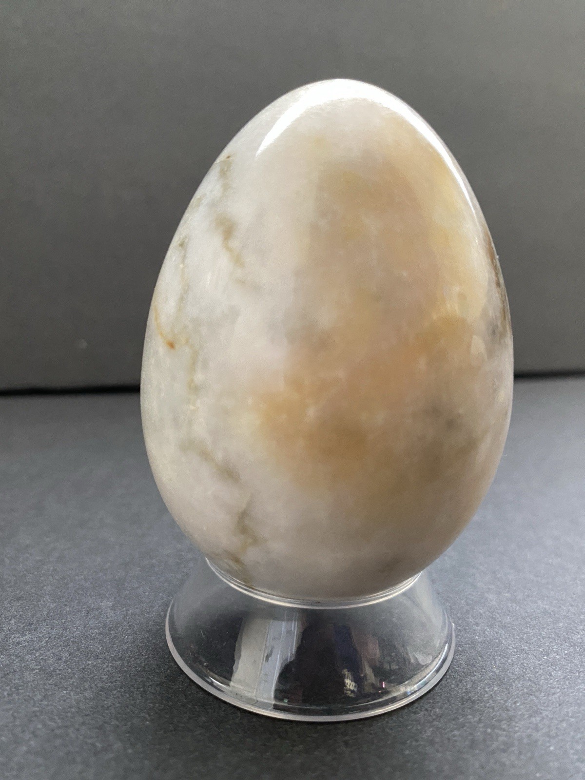 Natural Onyx Stone Egg With Stand Hand Polished Banded Agate Calcite Crystal