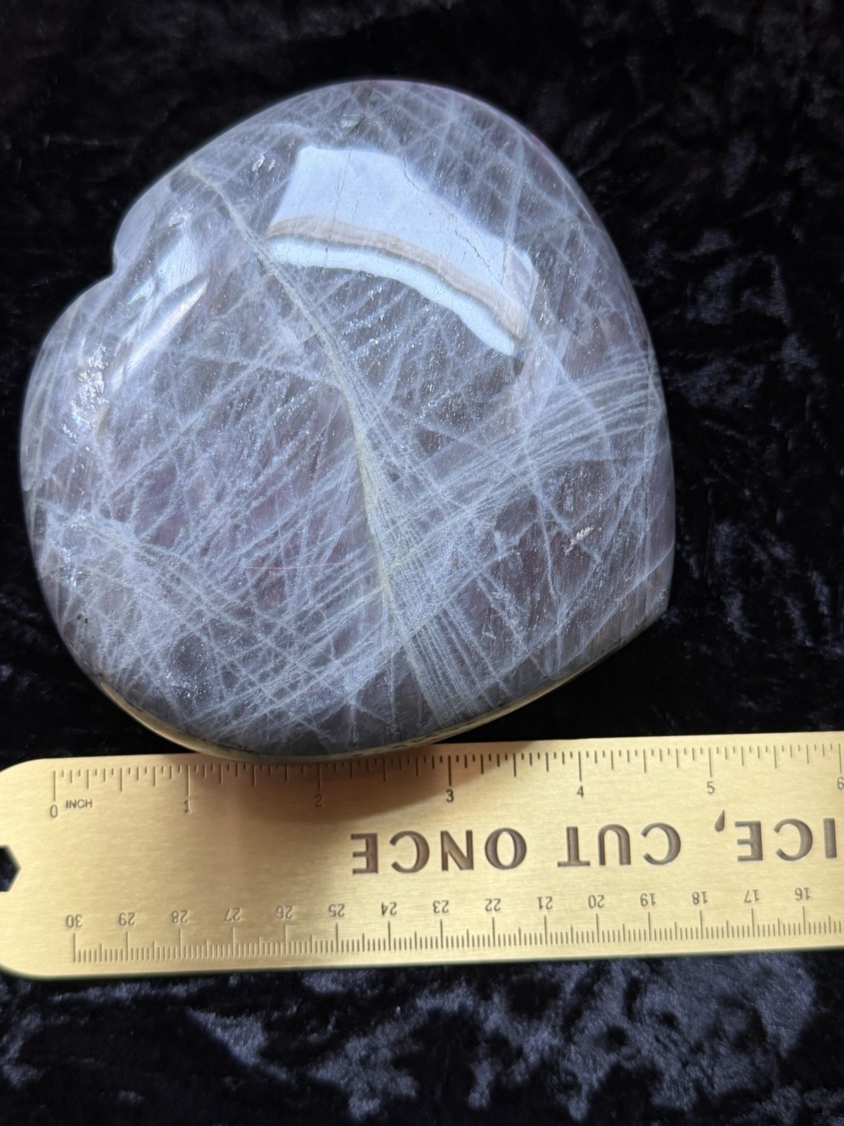 5.15” Large Purple Pink Orange Flash Labradorite Crystal Heart 1100 Grams