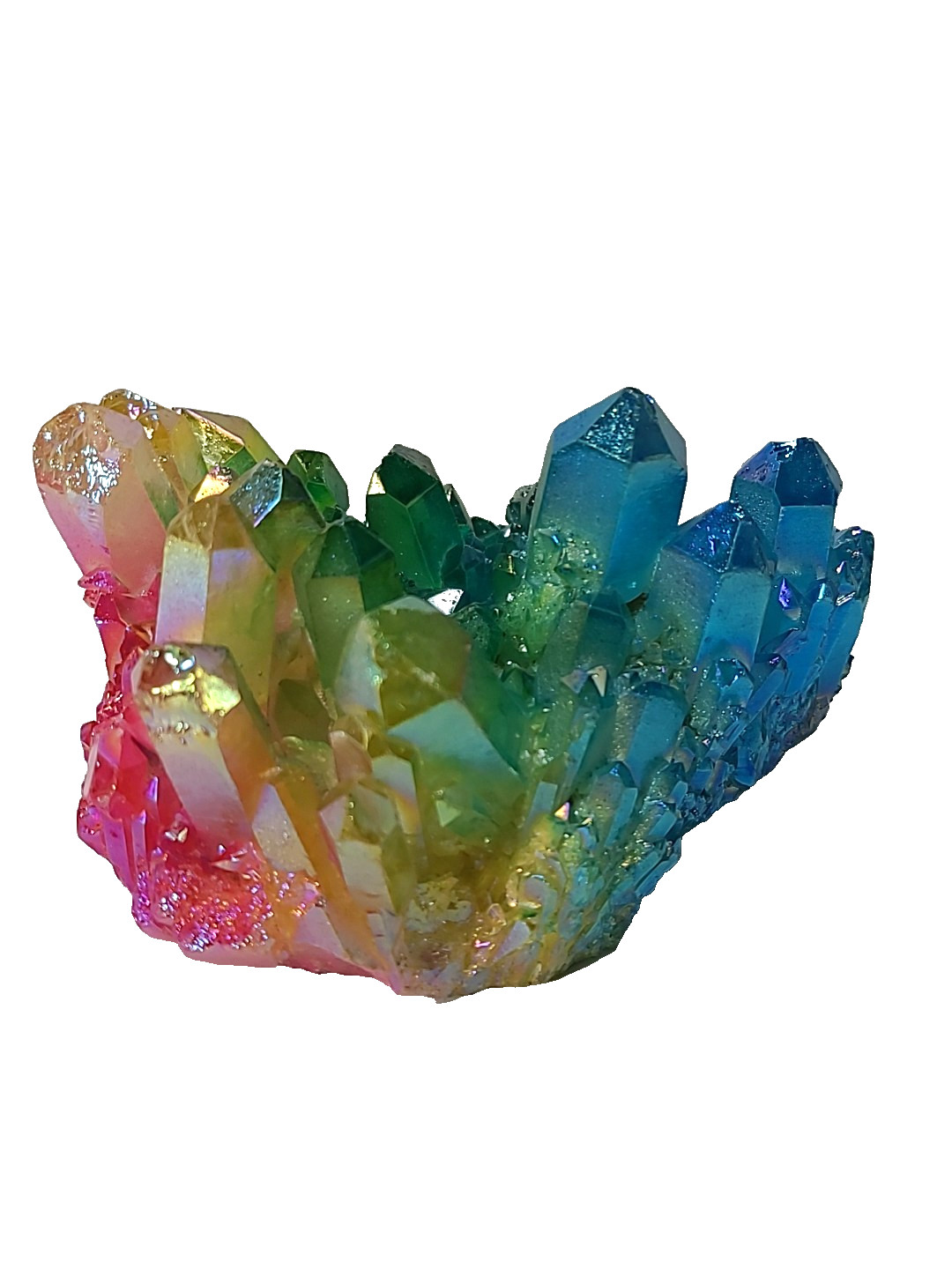 906g Rainbow Aura Quartz Cluster Crystals Angel Colorful Healing Gemstones
