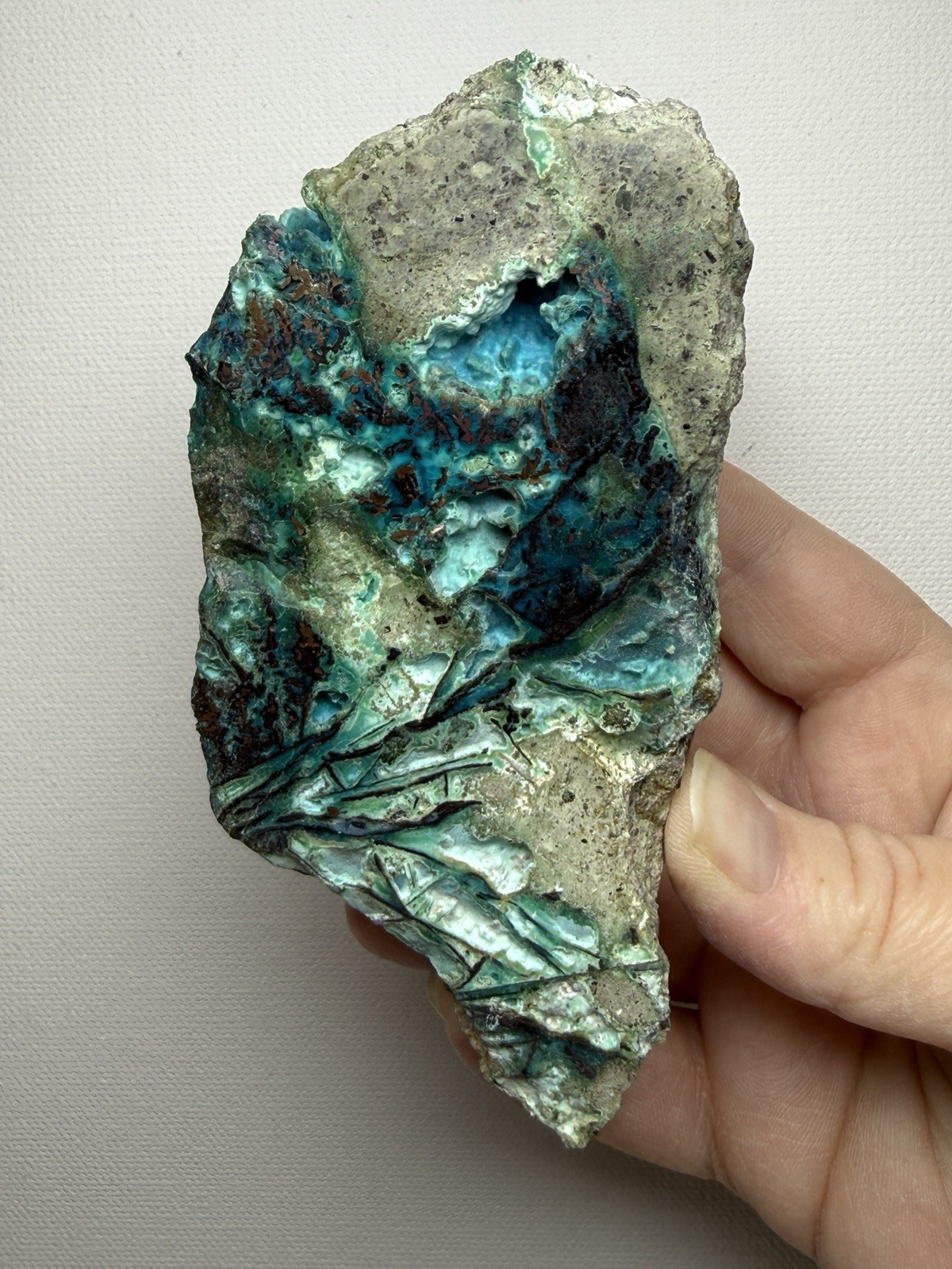6” Polished Native Copper in Chrysocolla — Display Specimen (Indonesia)