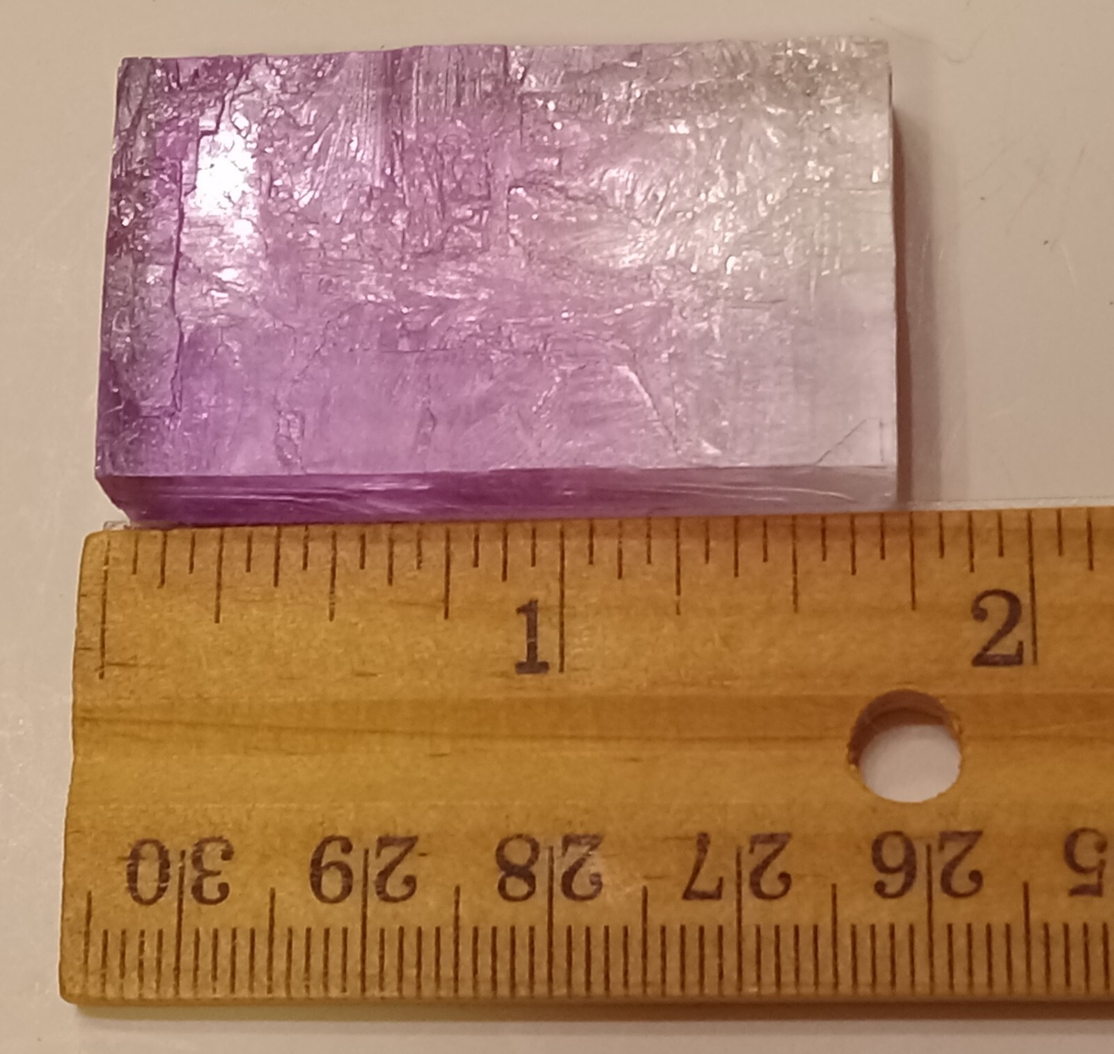 PURPLE HALITE CRYSTAL. Rectangle Shape. Transparent & Clear. 22 grams. 110 ct.