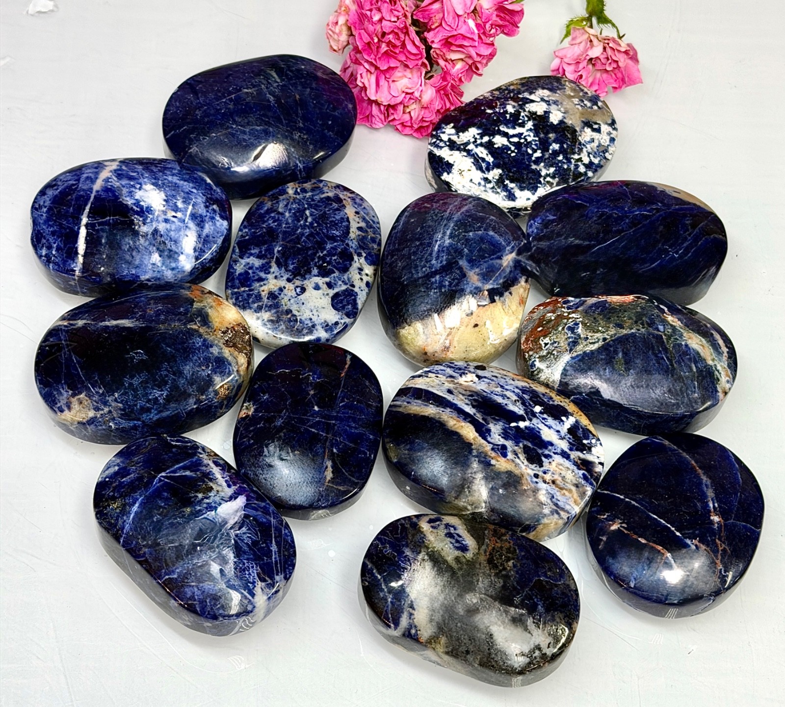 Wholesale Lot 2 Lbs Natural Sodalite Palm Stone Crystal Healing