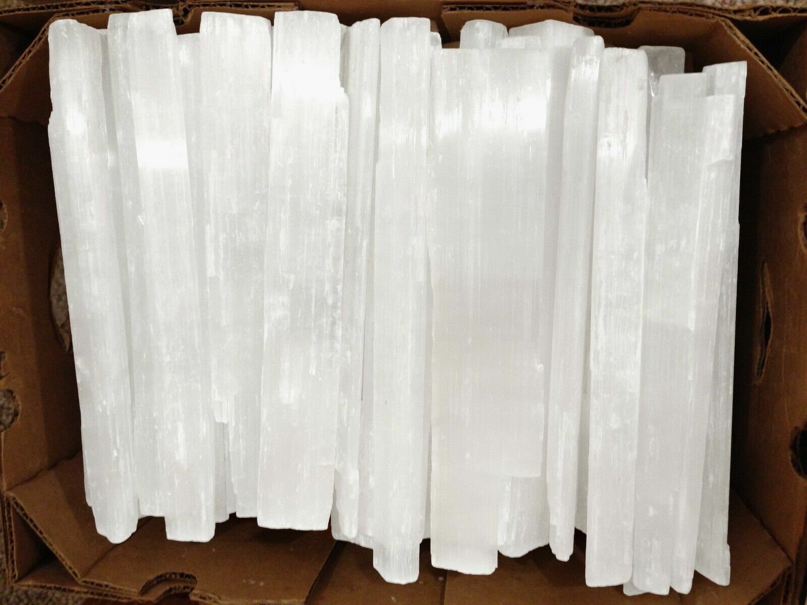Natural Selenite Logs Rough Crystal Wands ” XL 14″ Bars – 10 Lbs BULK wholes LOT
