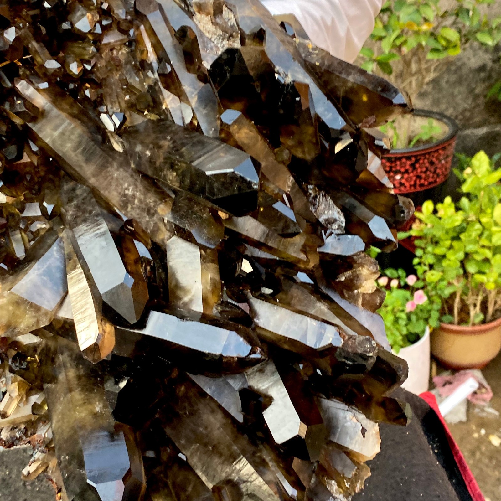 40.43LB Large Natural Black Smoky Quartz Crystal Cluster Raw Mineral Specimen