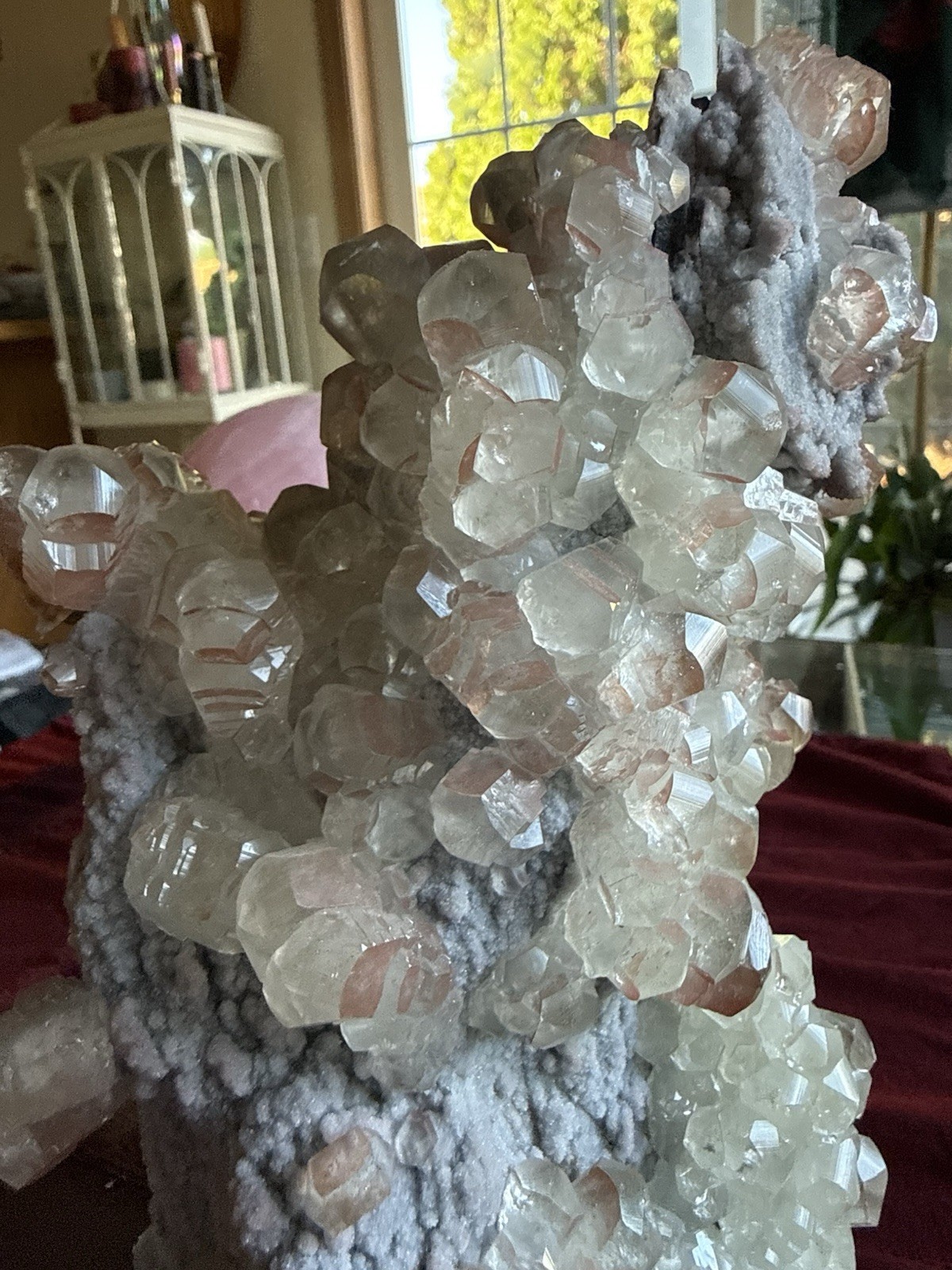 Stunning Collectors Red Benz Calcite Crystal Specimen w/Acrylic Stand 4.8lb