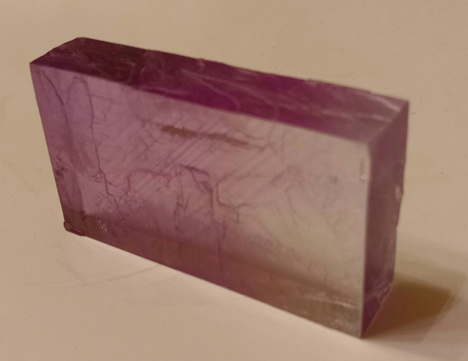 PURPLE HALITE CRYSTAL. Rectangle Shape. Transparent & Clear. 22 grams. 110 ct.