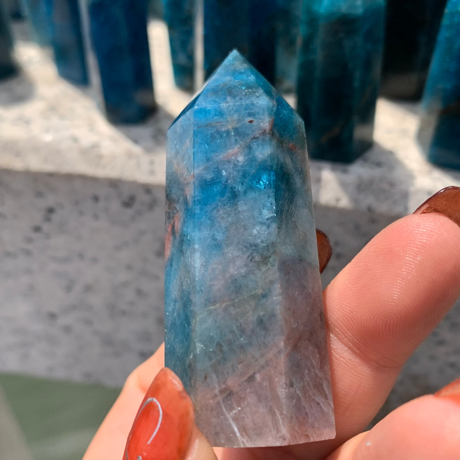 1LB natural apatite quartz obelisk crystal wand point healing random 40-70mm