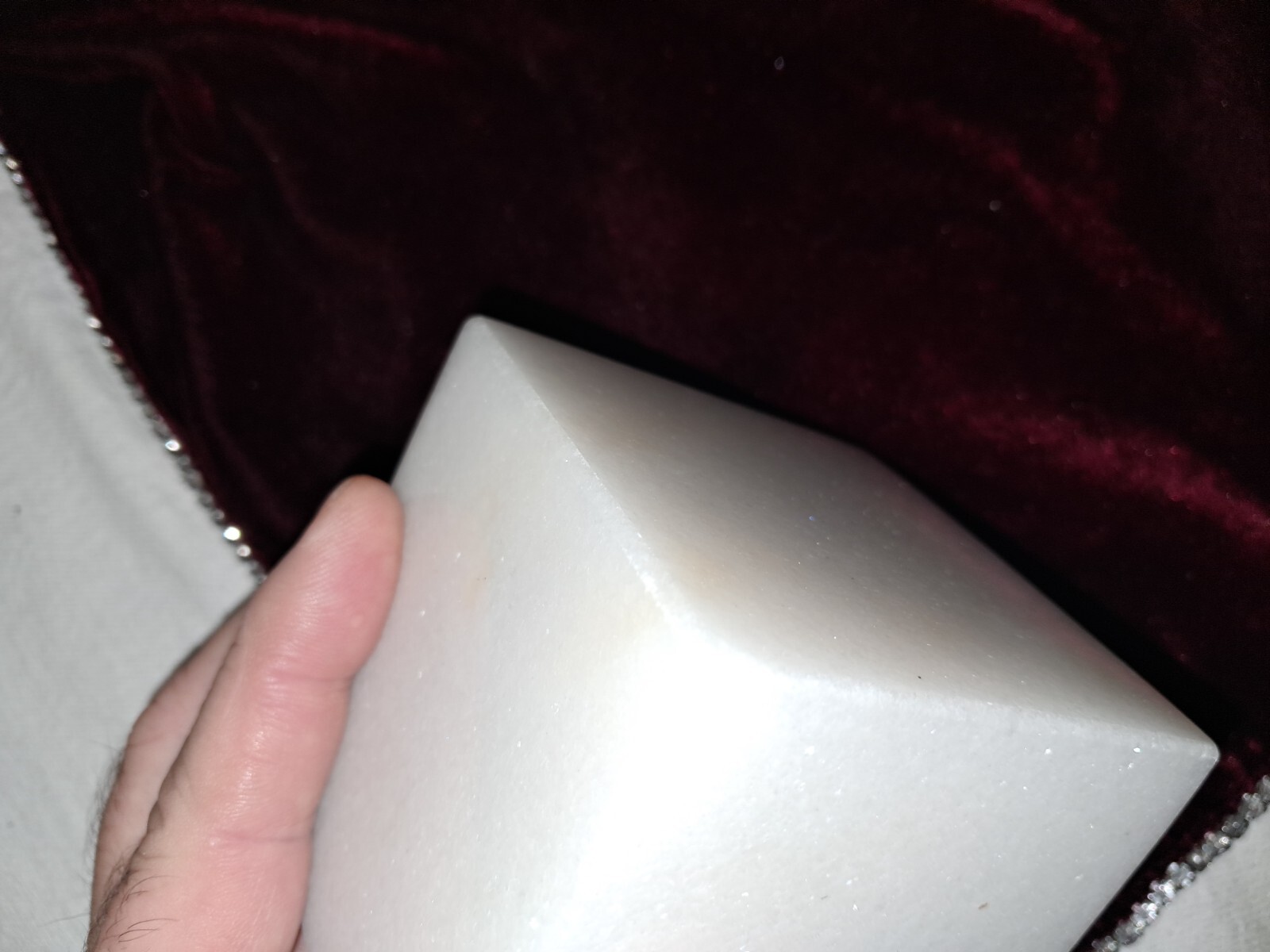 2 Solid Onyx Cube 3 3/16″ Crystal Square HEAVY White sparkly & dark Green