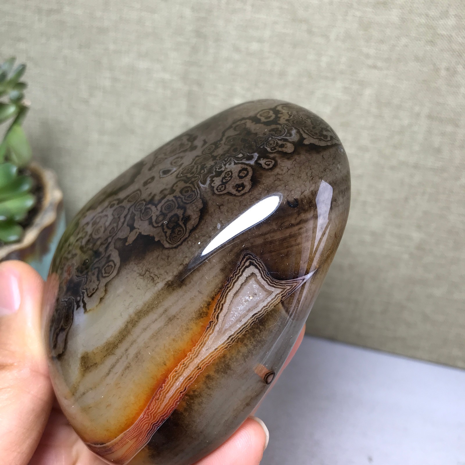 85mm Crazy Lace SILK Banded Agate Polished Crystal Specimen Tumbled 318g A5254