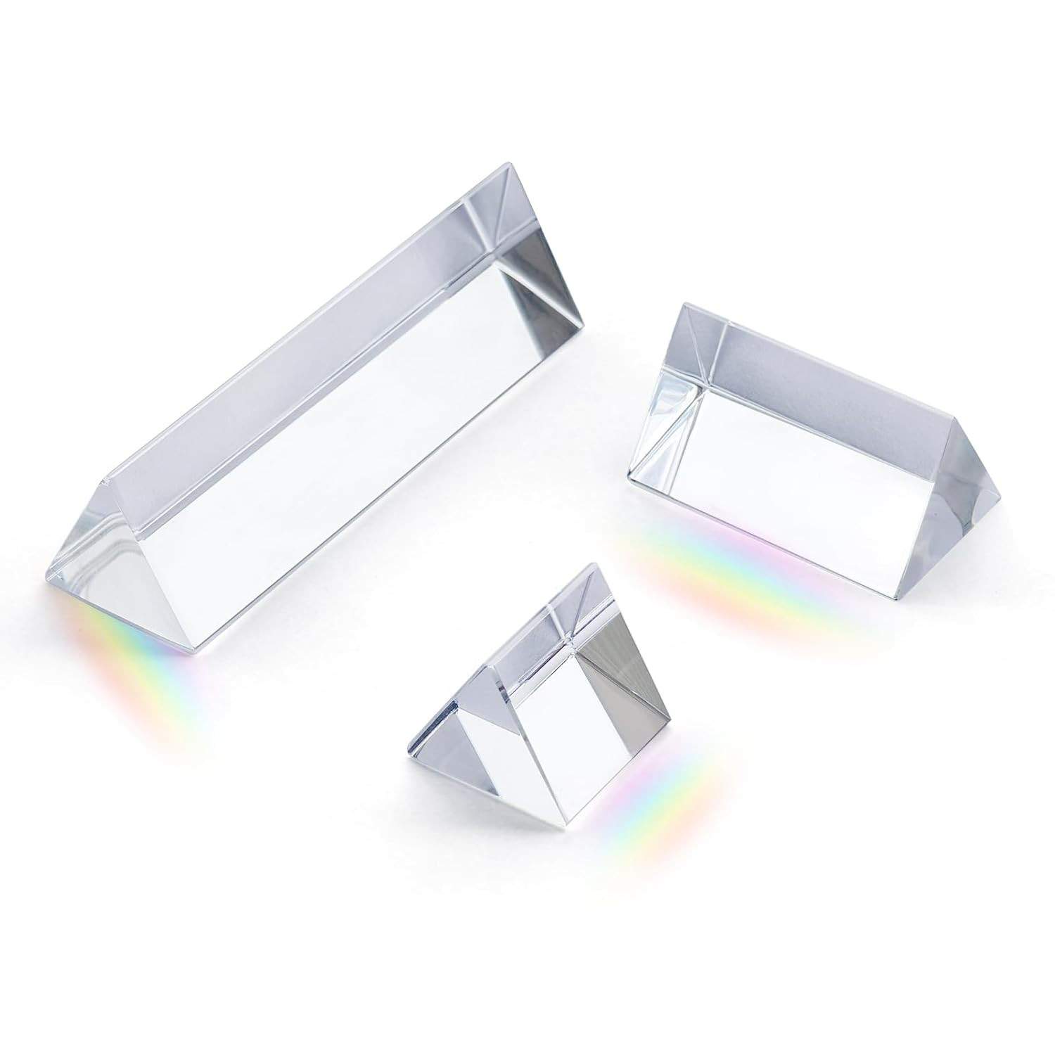 3 Pcs Equilateral Crystal Prisms Set – 1″, 2″ & 4″ Glass Prisms for Physics Teac