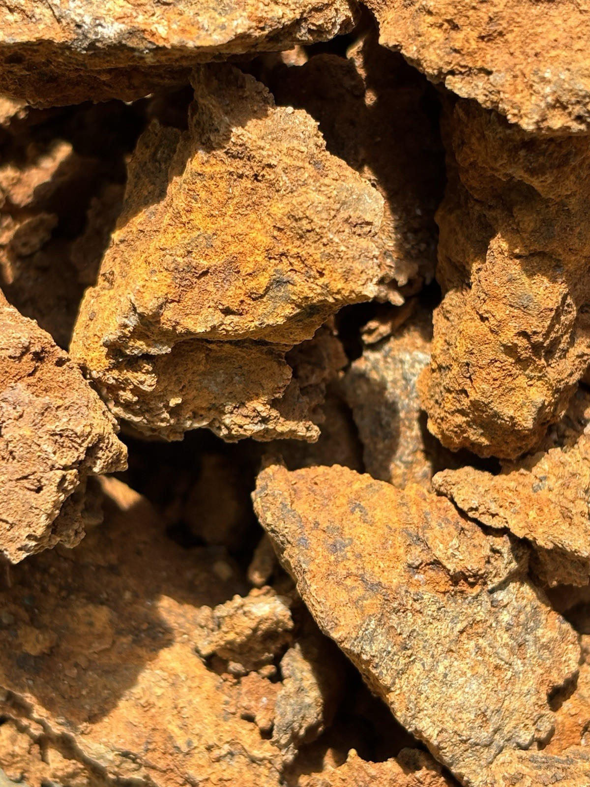 Gossan or iron cap Specimens from Ore deposit Mineral Vein in California.