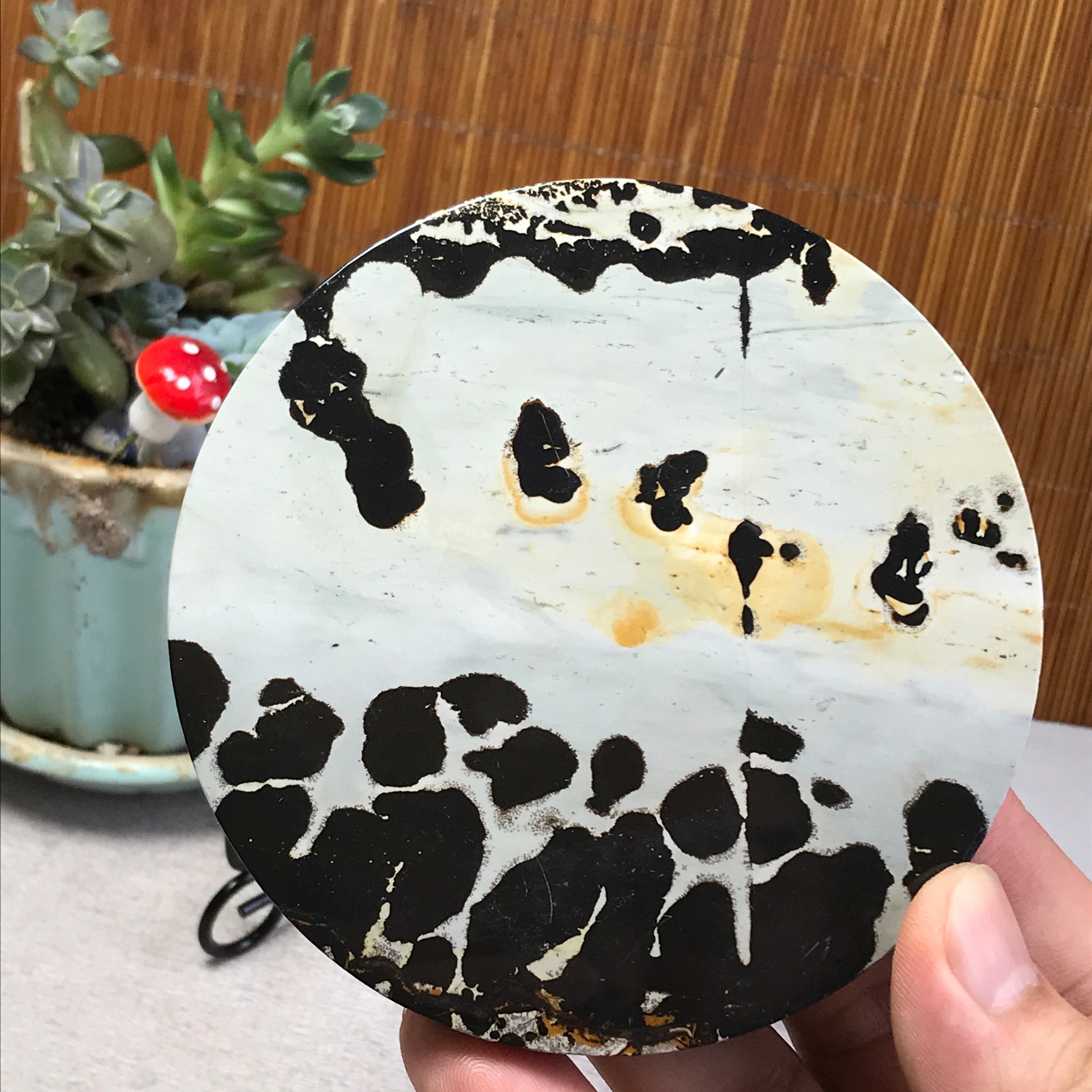 99mm Natural Chinese painting stone crystal ornaments for home decoration A6393